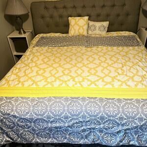 Queen Comforter Bedding Set Gray Yellow Medallion Better Homes Gardens 5 Pc